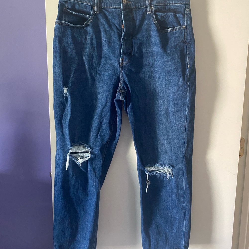 Old Navy women’s Relaxed Fit Ripped Blue Jeans